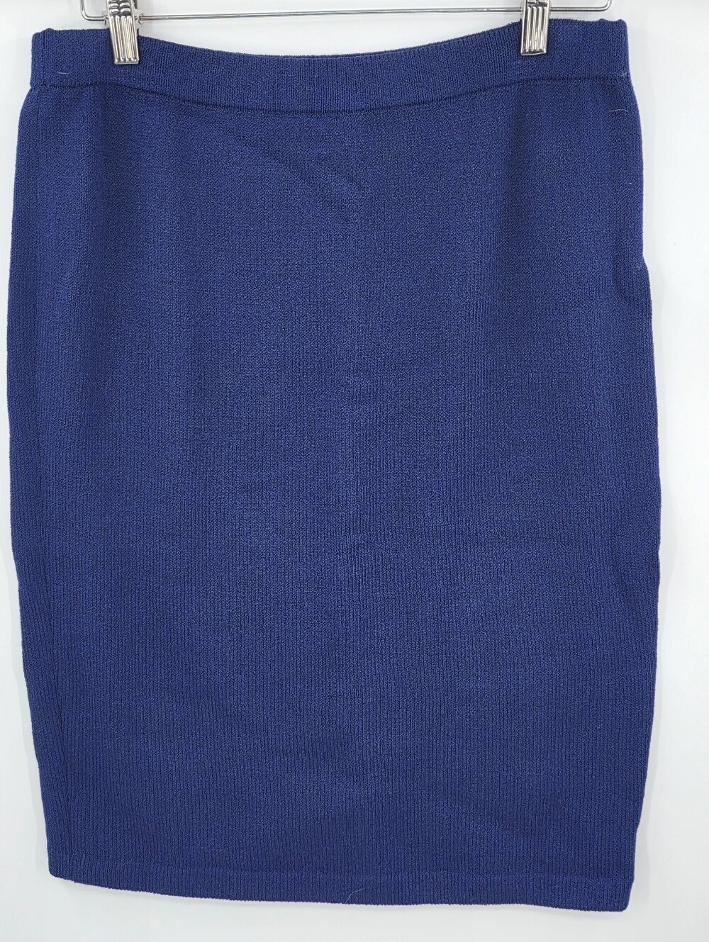 ST JOHN Collection Blue Stretch Santana Knit Classic Straight Pencil Skirt 12